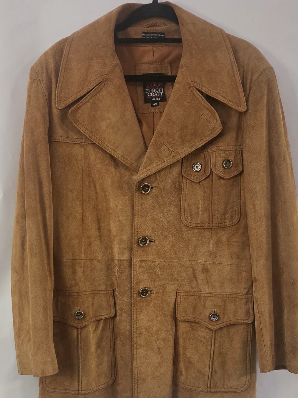 Vintage Tan Suede Men's Trench Coat